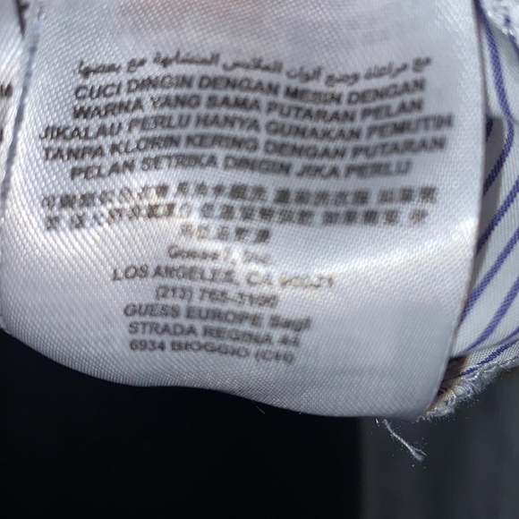 GUESS STRIPED SNAP-DOWN SHIRT MESH/LACE APPLIQUÉ SZ XS - Picture 16 of 16